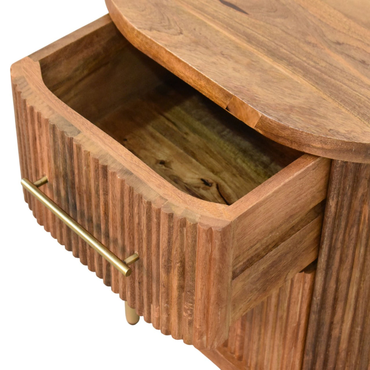 Highland 2 Drawer Curved Wood Bedside