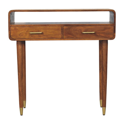 Bellevue Chestnut Curved Wood Console Table