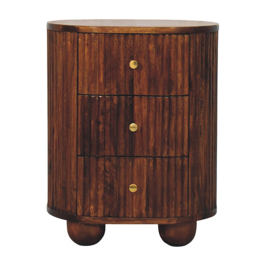 Highland Fluted Curved 3 Drawer Nightstand