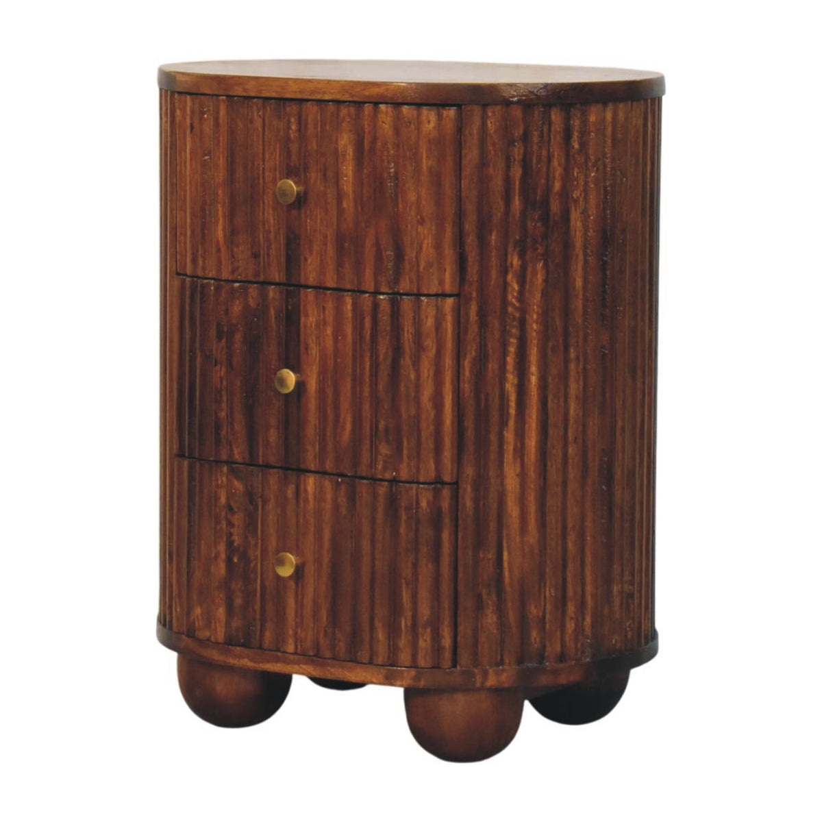 Highland Fluted Curved 3 Drawer Nightstand