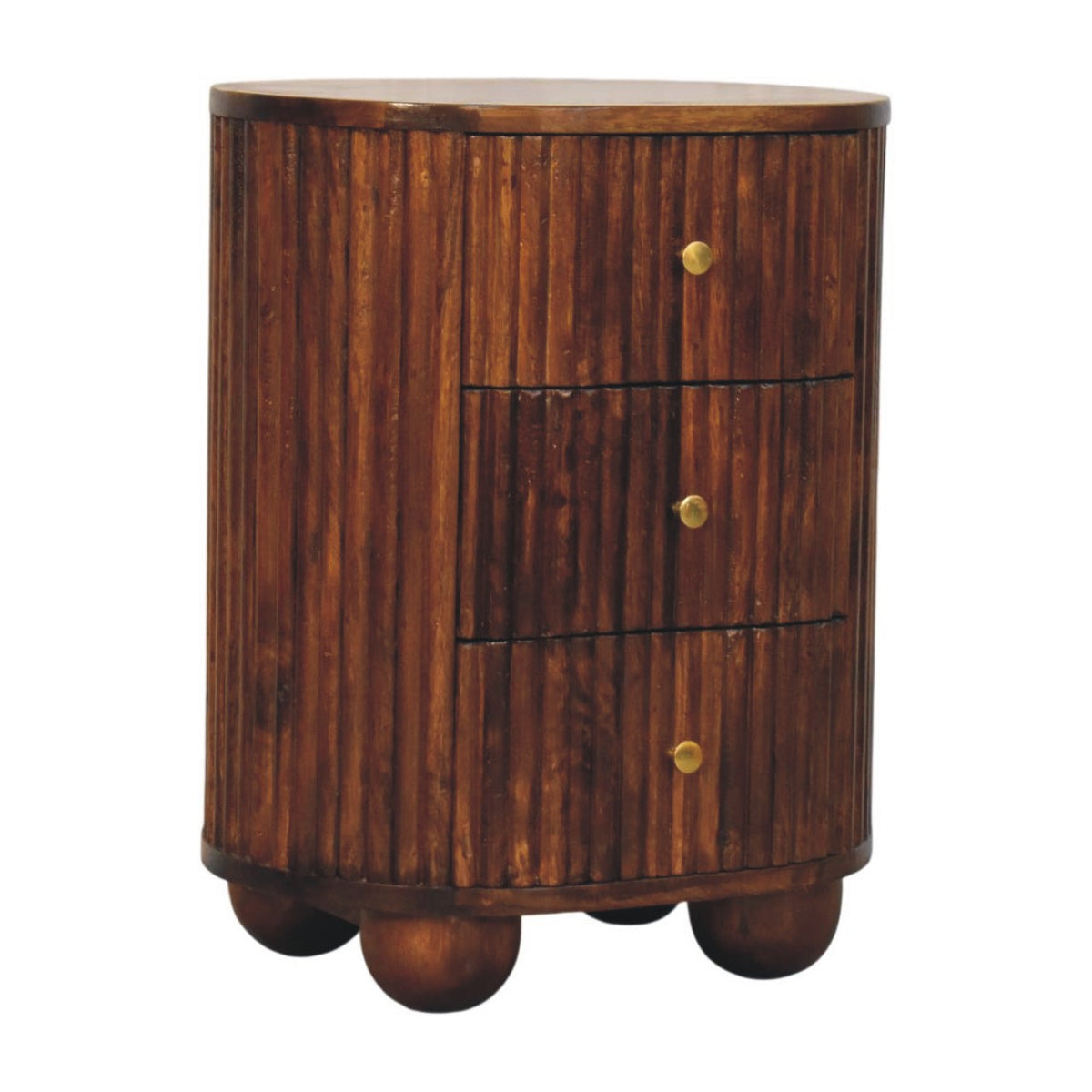 Highland Fluted Curved 3 Drawer Nightstand