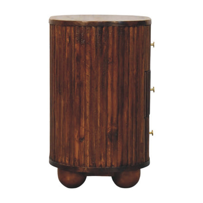 Highland Fluted Curved 3 Drawer Nightstand
