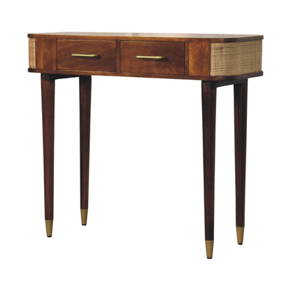 Bellevue Chestnut Cane 2 Drawer Console Table