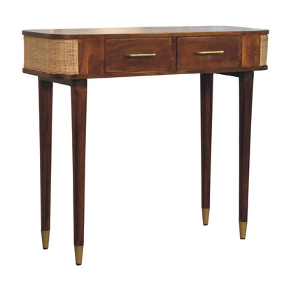 Bellevue Chestnut Cane 2 Drawer Console Table