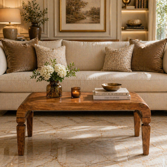 Boston Curved Amber Oak Wood Coffee Table
