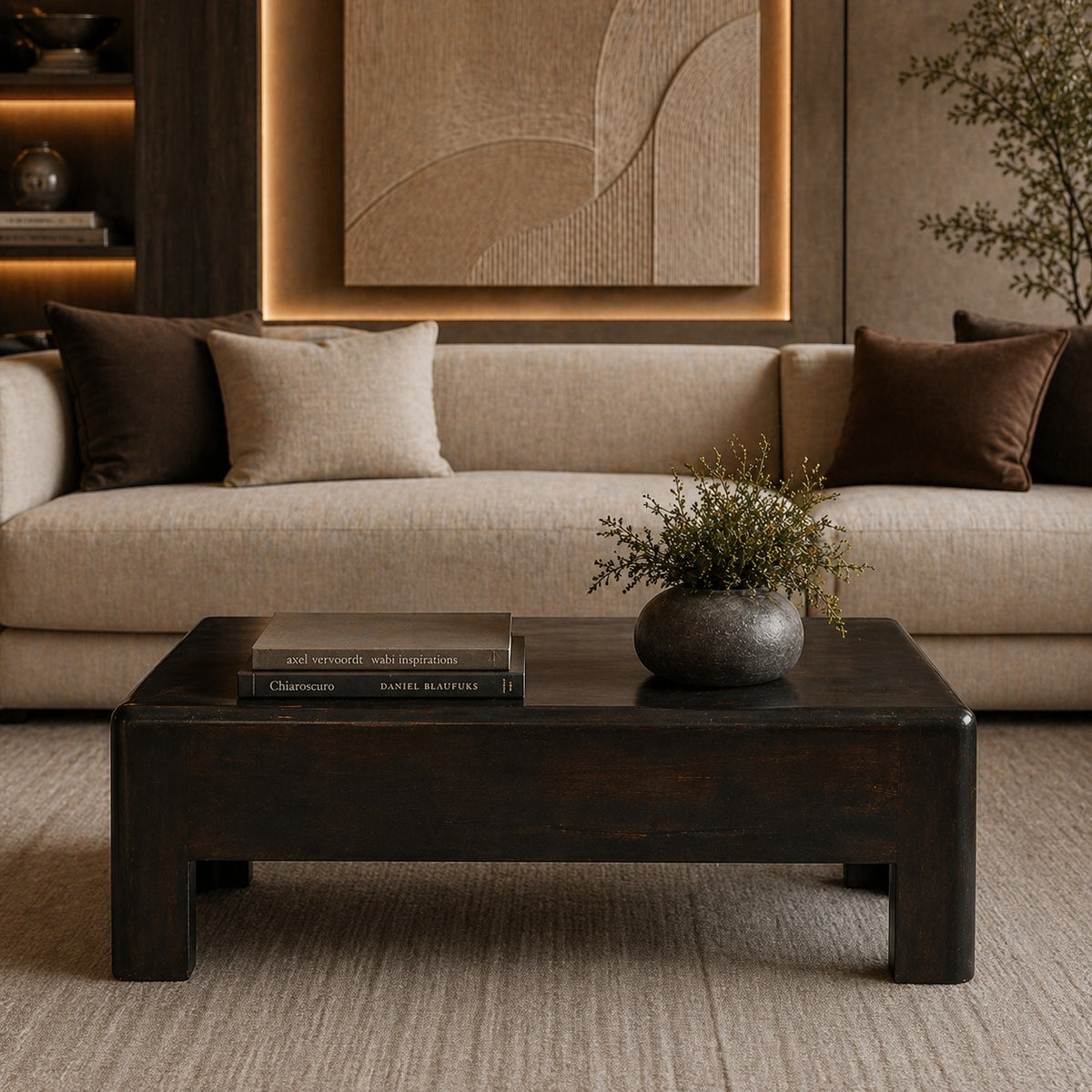 Mocha Solid Timber Low Block Coffee Table