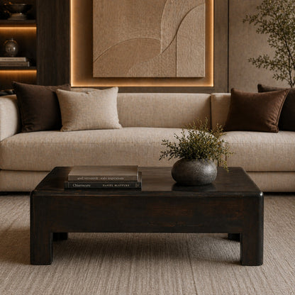 Mocha Solid Timber Low Block Coffee Table