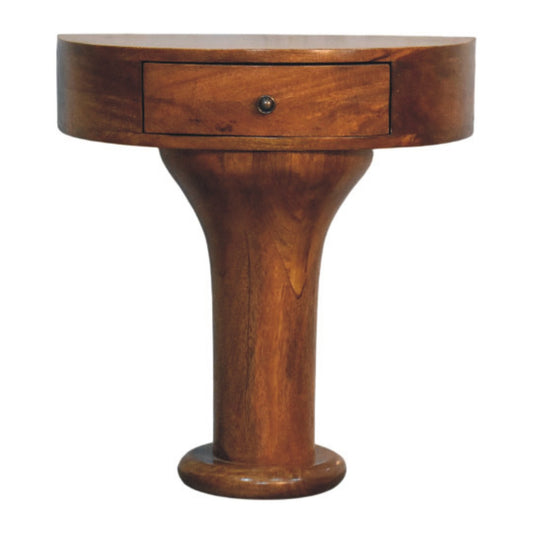 Taos Amber Oak Pedestal Curved Nightstand