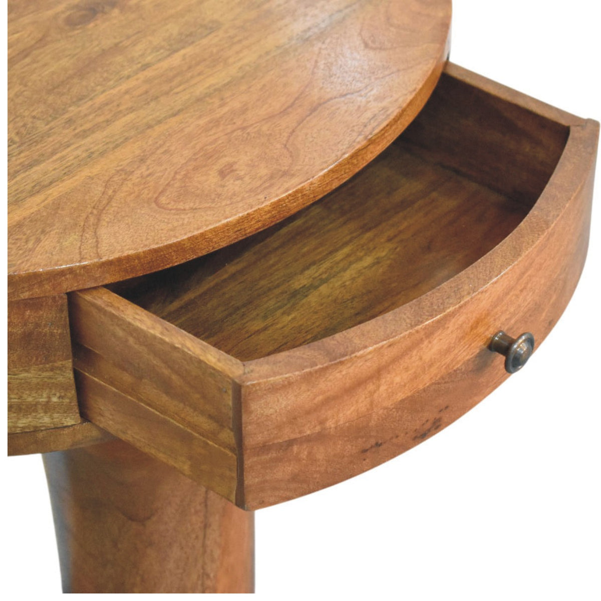 Taos Amber Oak Pedestal Curved Nightstand