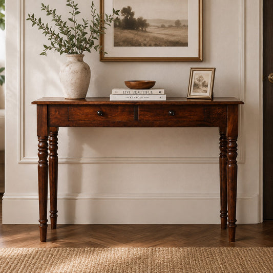 Charleston Turned-Leg 2 Drawer Console Table