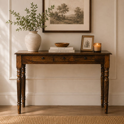 Charleston Spindle 3 Drawer Grey Console Table
