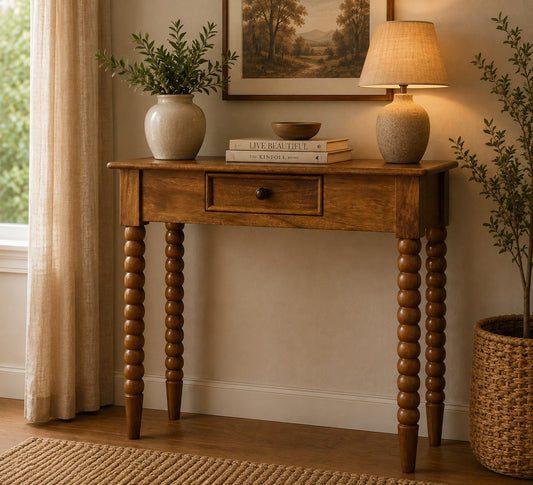 Savannah Oak Spindle 1 Drawer Console