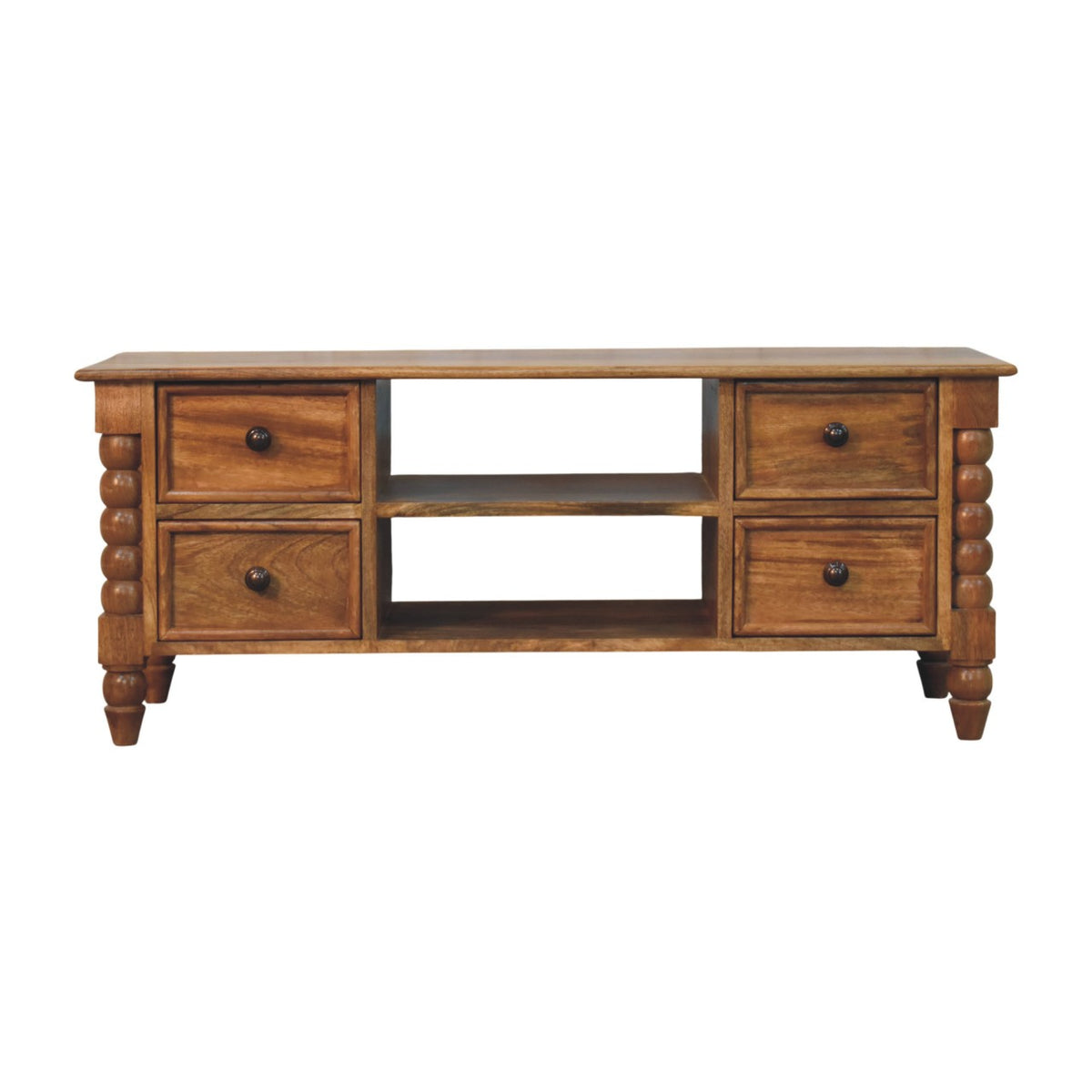 Savannah Spindle Amber Oak Wood Media Console