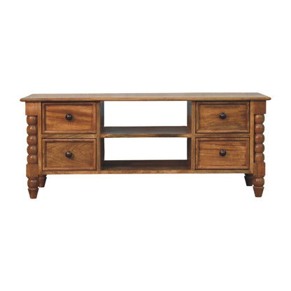 Savannah Spindle Amber Oak Wood Media Console