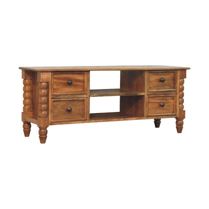 Savannah Spindle Amber Oak Wood Media Console