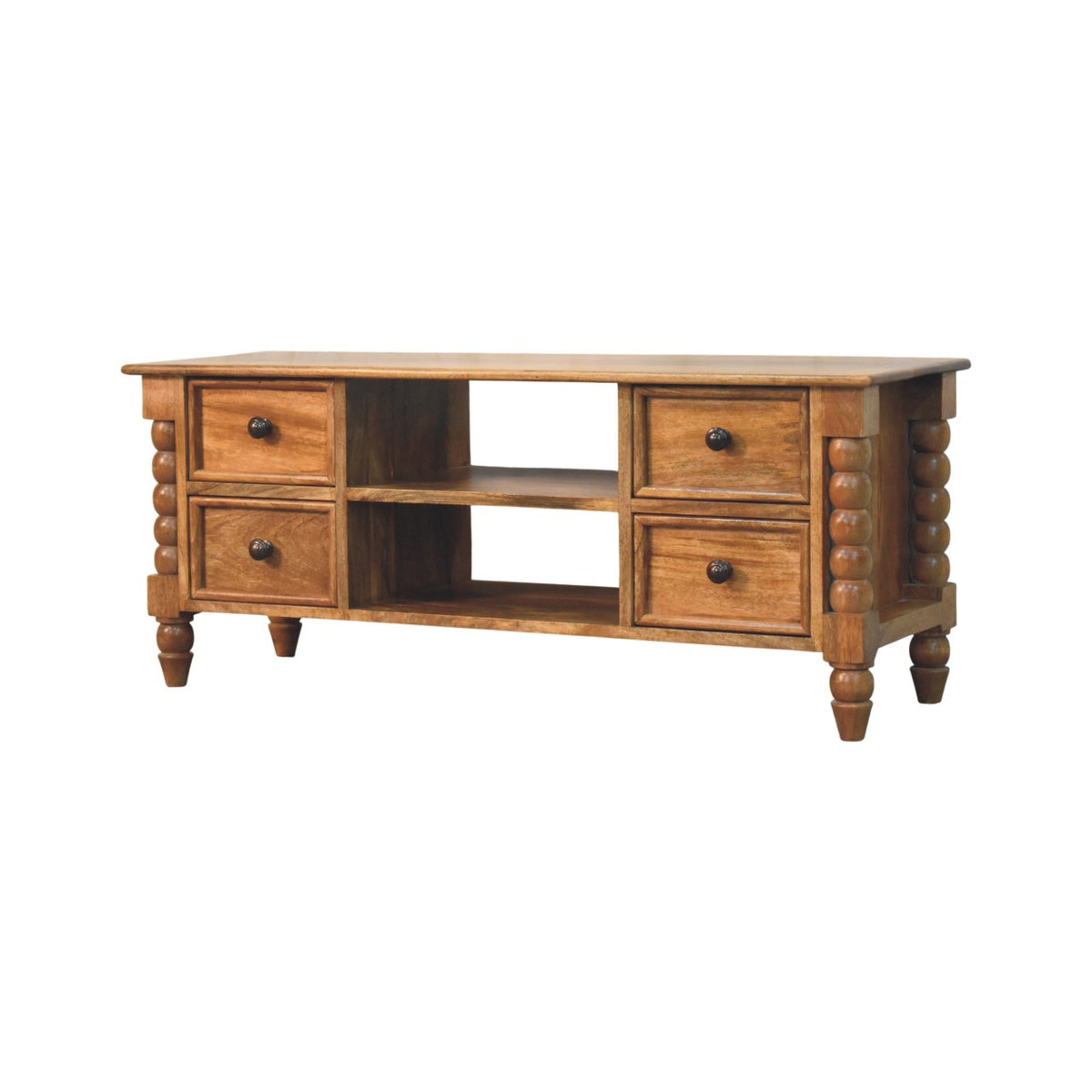 Savannah Spindle Amber Oak Wood Media Console