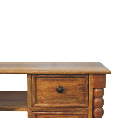 Savannah Spindle Amber Oak Wood Media Console