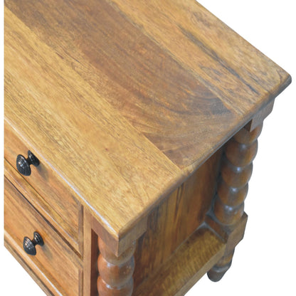 Savannah Spindle Amber Oak Wood Media Console