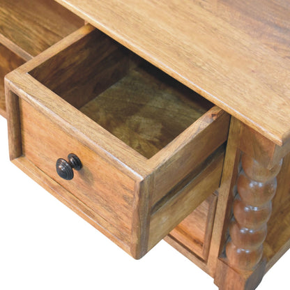 Savannah Spindle Amber Oak Wood Media Console