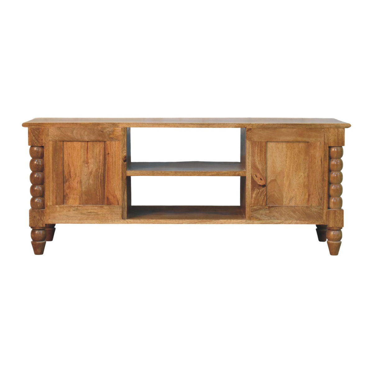 Savannah Spindle Amber Oak Wood Media Console