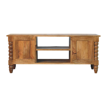 Savannah Spindle Amber Oak Wood Media Console