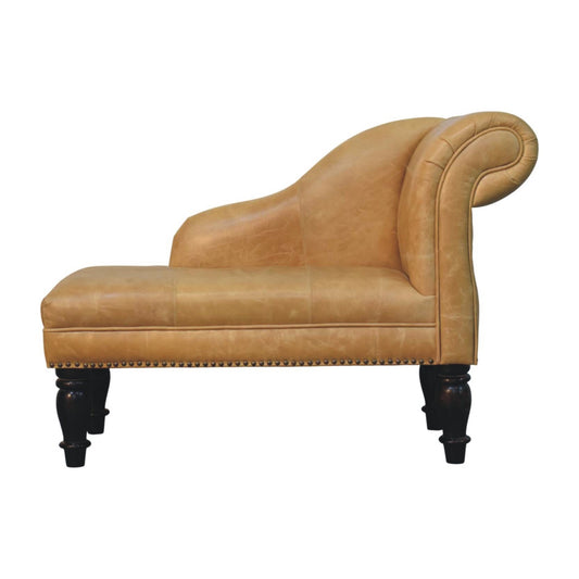 Sutton Buffalo Leather Tan Chaise Lounge