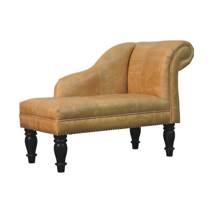 Sutton Buffalo Leather Tan Chaise Lounge