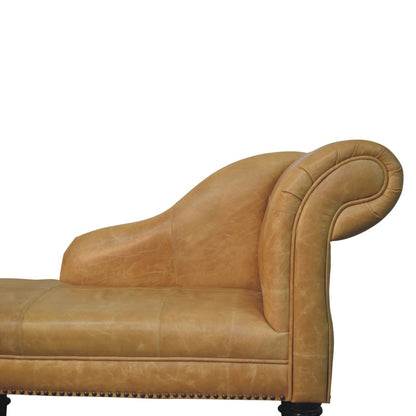Sutton Buffalo Leather Tan Chaise Lounge
