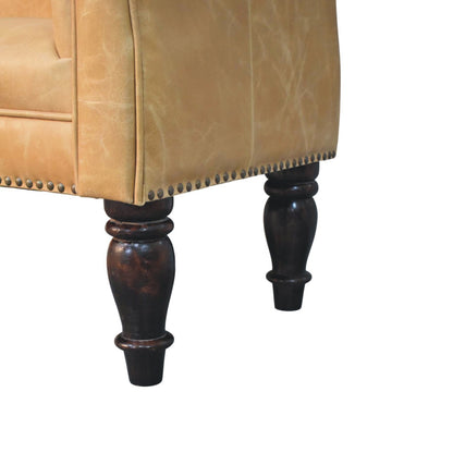 Sutton Buffalo Leather Tan Chaise Lounge
