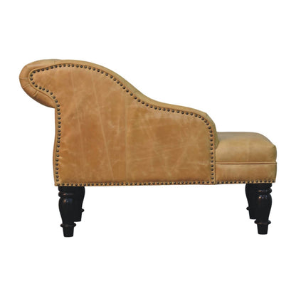 Sutton Buffalo Leather Tan Chaise Lounge