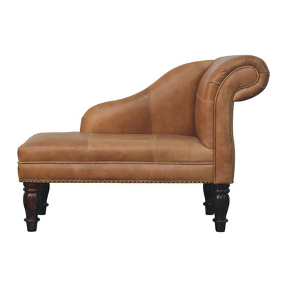 Sutton Buffalo Leather Brown Chaise Lounge