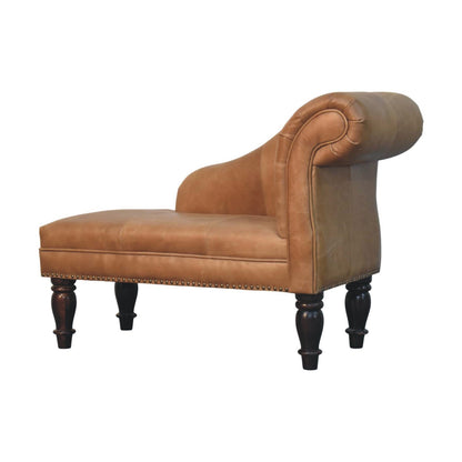 Sutton Buffalo Leather Brown Chaise Lounge