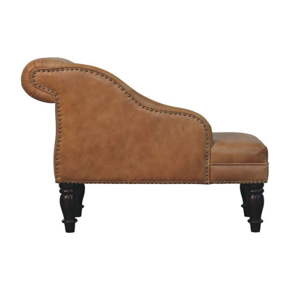 Sutton Buffalo Leather Brown Chaise Lounge