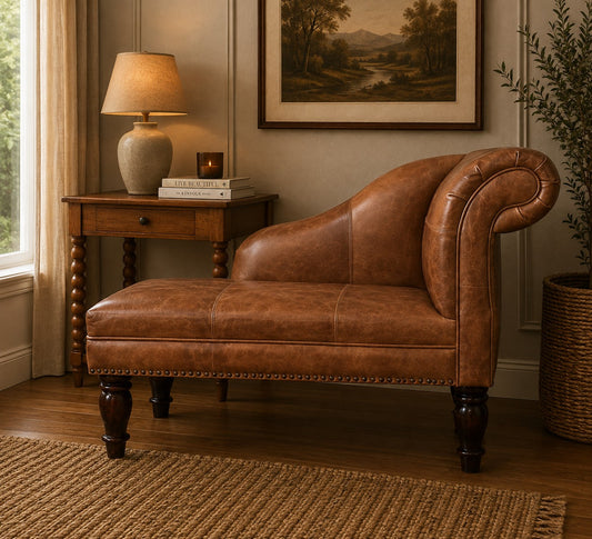 Sutton Buffalo Leather Brown Chaise Lounge