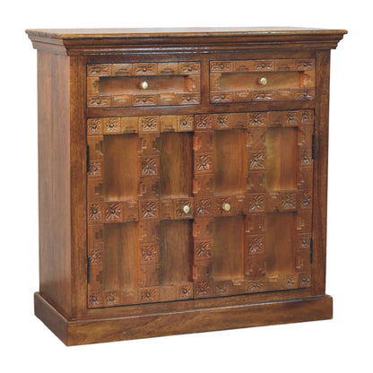 Windsor Carved Amber Oak 2 Drawer Cabinet