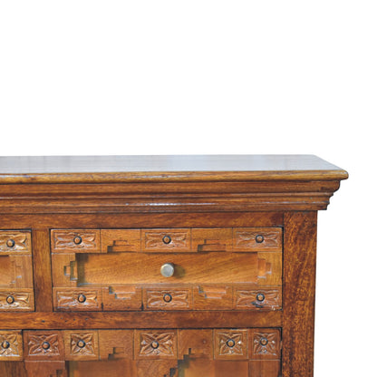 Windsor Carved Amber Oak 2 Drawer Cabinet