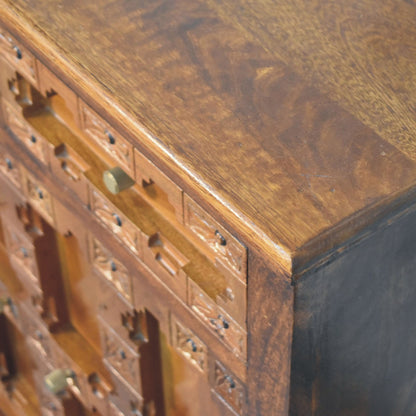 Windsor Carved Amber Oak 2 Drawer Cabinet