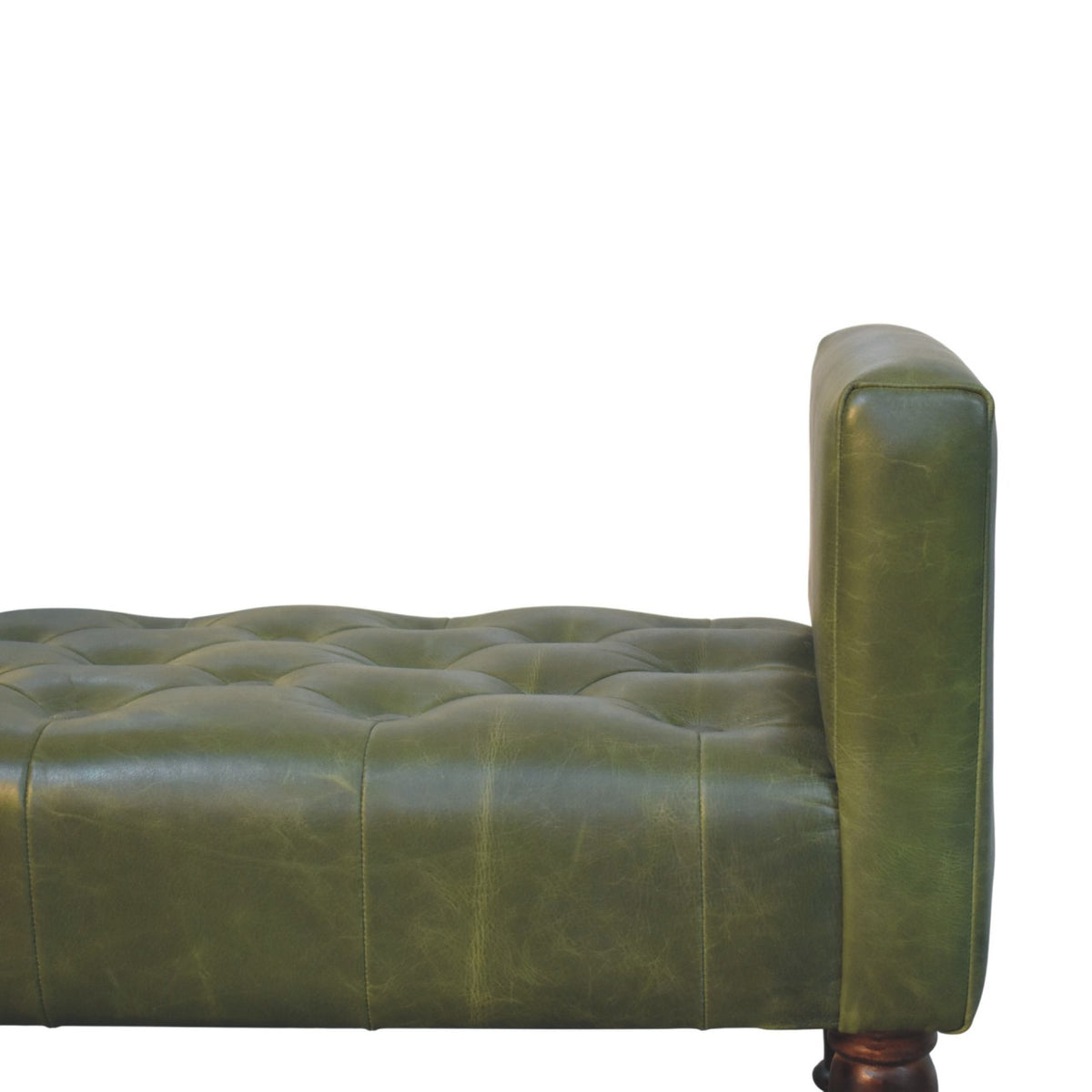 Sutton Buffalo Leather Green Tufted Bedroom Bench