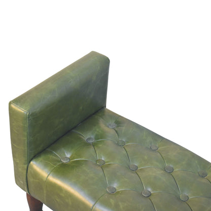 Sutton Buffalo Leather Green Tufted Bedroom Bench