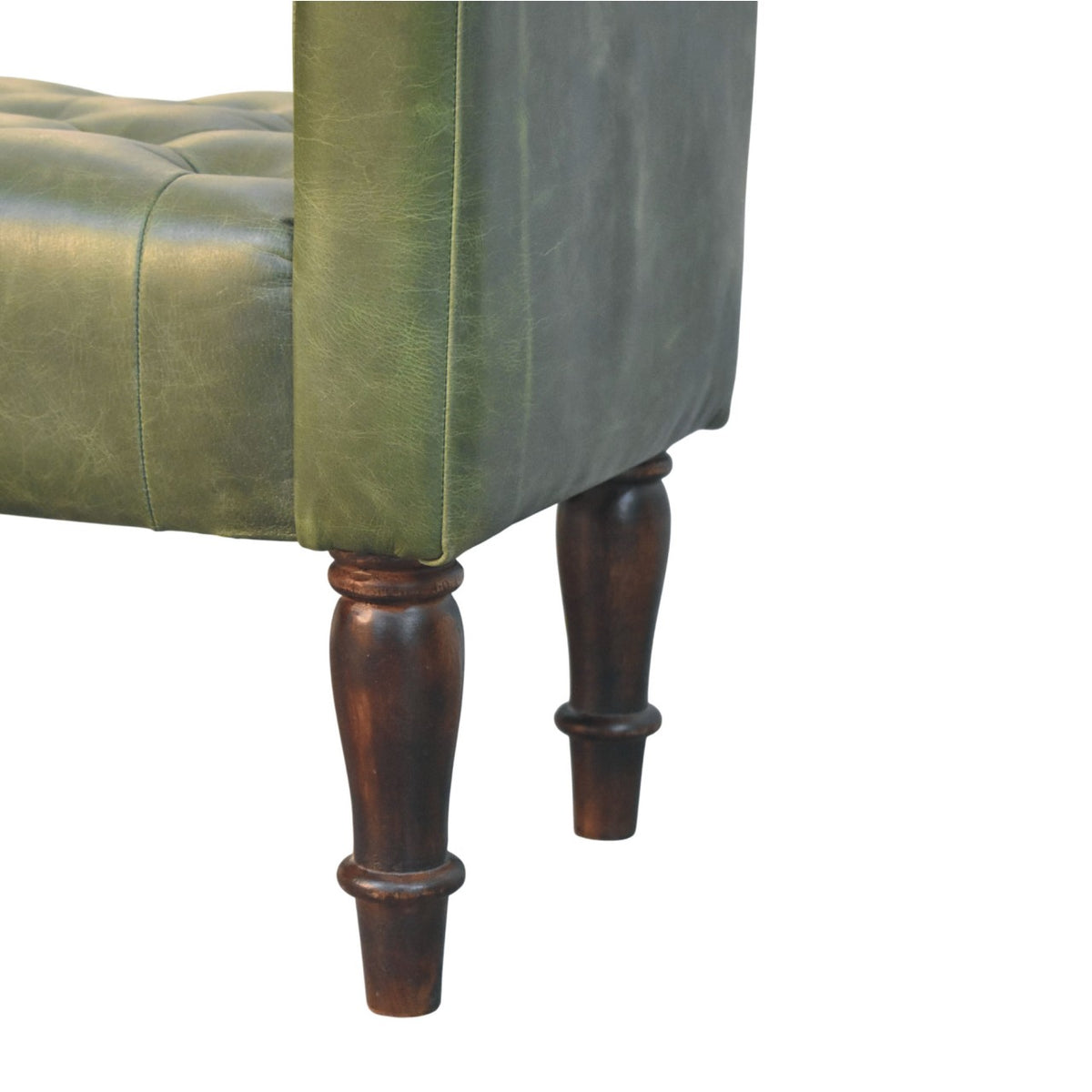 Sutton Buffalo Leather Green Tufted Bedroom Bench