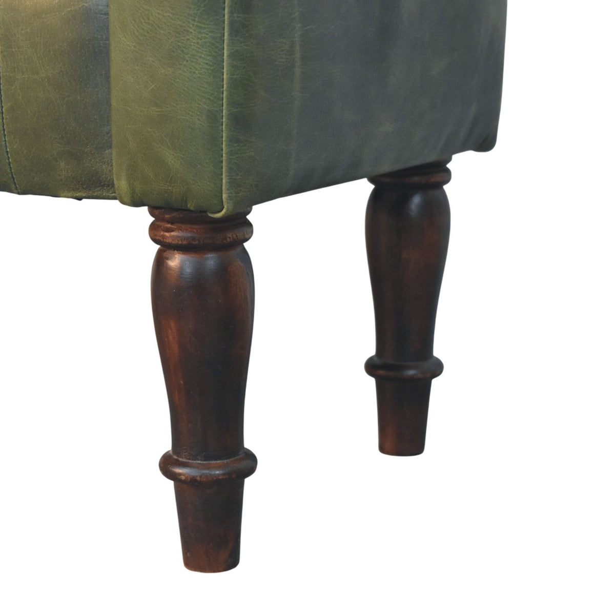 Sutton Buffalo Leather Green Tufted Bedroom Bench