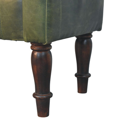 Sutton Buffalo Leather Green Tufted Bedroom Bench
