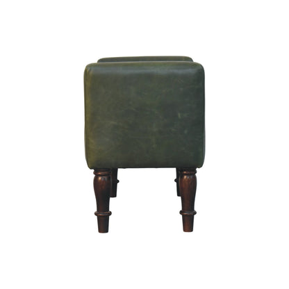 Sutton Buffalo Leather Green Tufted Bedroom Bench