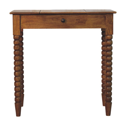 Savannah Spindle Amber Oak Wood Vanity Table