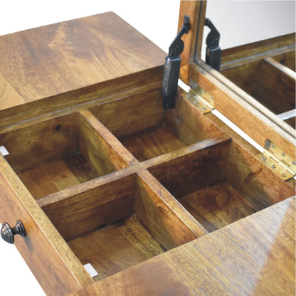 Savannah Spindle Amber Oak Wood Vanity Table