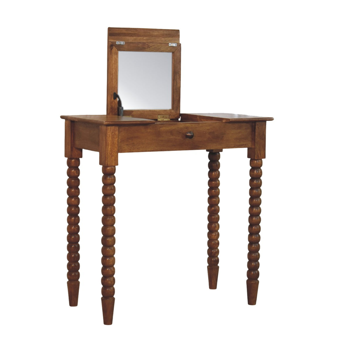Savannah Spindle Amber Oak Wood Vanity Table