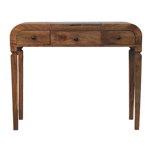 Boston Teak Curved 2-Drawer Vanity Desk