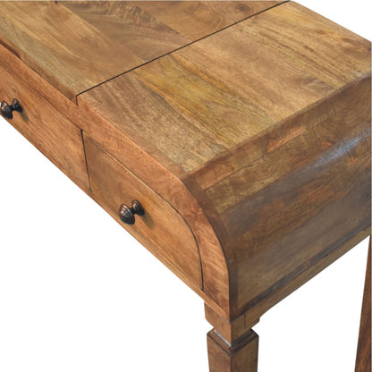 Boston Teak Curved 2-Drawer Vanity Desk