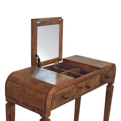 Boston Teak Curved 2-Drawer Vanity Desk