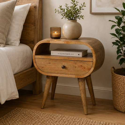 Nordic Round 1 Drawer Open Slot Nightstand